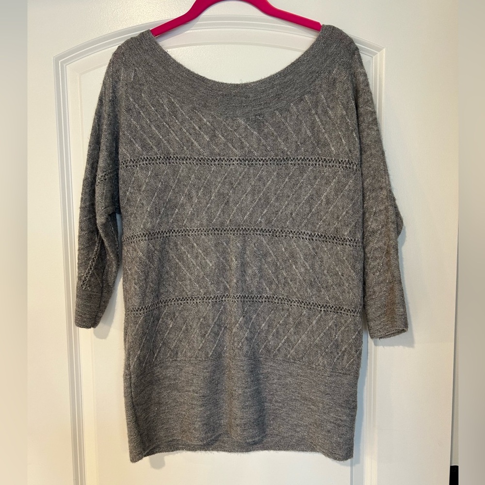 WHBM Silver Off Shoulder Sweater